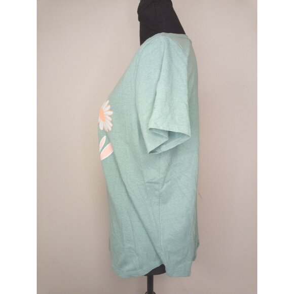 Old Navy Everywhere Green Orange Flower Tee Size Medium - Picture 2 of 6